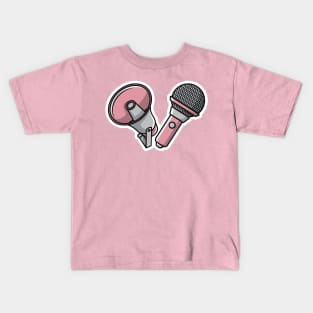 Megaphone and Microphone Speaker Sticker vector illustration. Marketing time concept design. Announcement speaker sticker object icon design. Kids T-Shirt